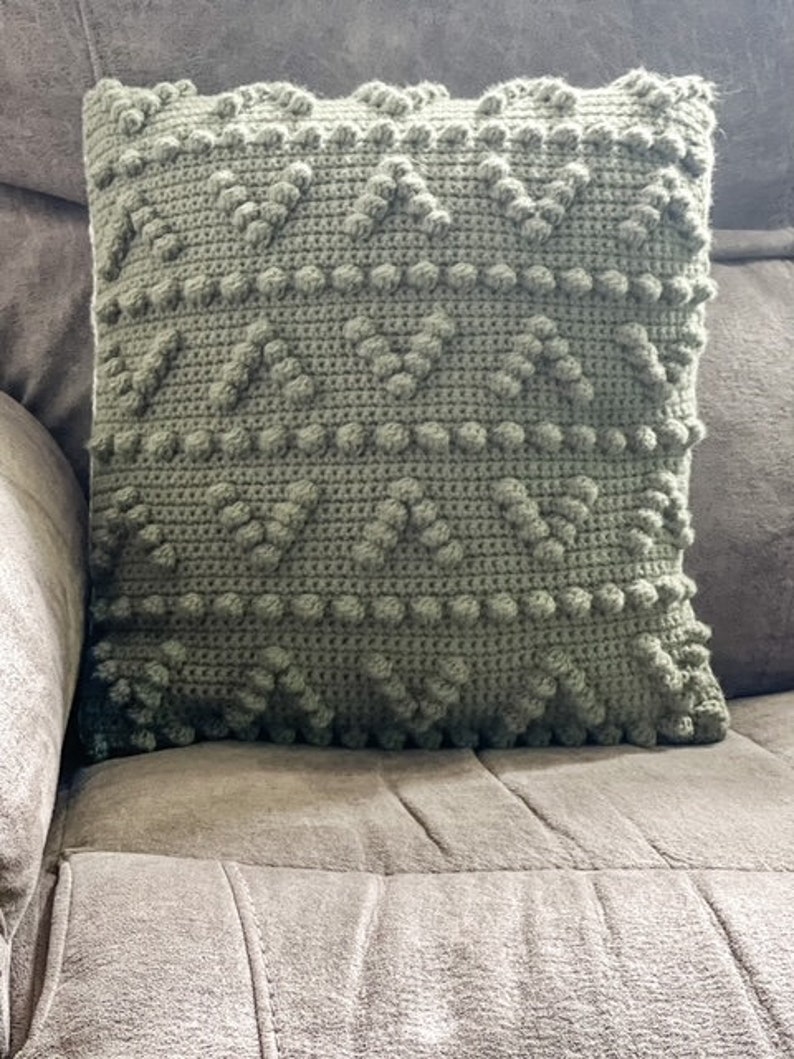 Arrow Bobble Crochet Pillow Cover Pattern for Crochet Beginners, Easy