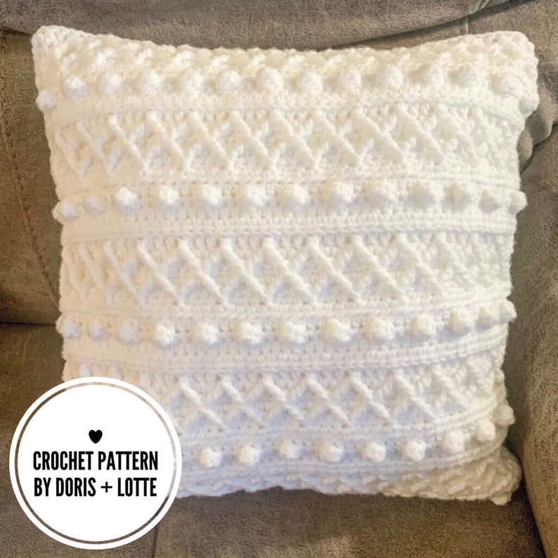 Diamond Bobble Boho Throw Pillow Cover Crochet Pattern Crochet Pillow Pattern Digital Download Boho Pillow Crochet Pattern image 1