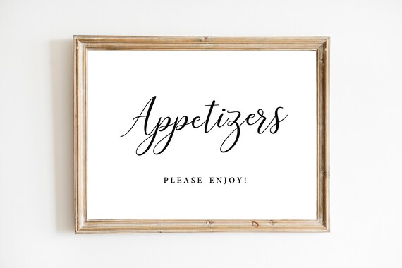 Appetizers Sign Wedding Appetizers Buffet Sign Reception Etsy