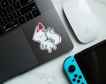 Red Yokai Kitsune Fox Sticker - 2.5 inches wide, 3 Inches tall