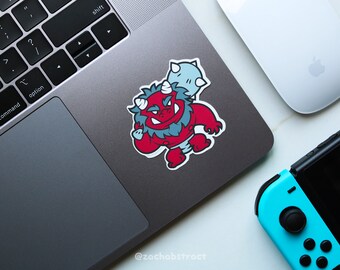 Red Yokai Oni Sticker - 2.5 inches wide, 2.25 inches tall