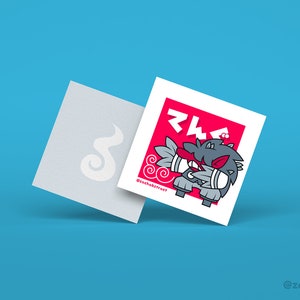 Mini Red Tengu Yokai Square Art Print - 2.5 inches wide, 82.5 inches tall