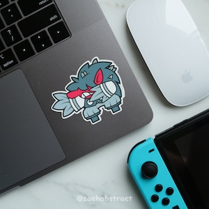 Red Tengu Yokai Sticker - 3 inches wide, 2.3 inches tall