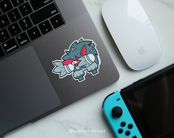 Red Tengu Yokai Sticker - 3 inches wide, 2.3 inches tall