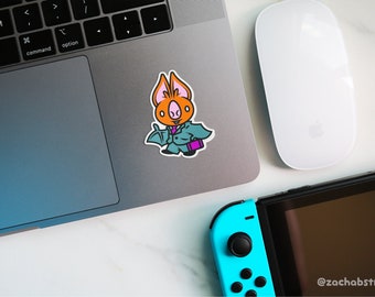 Brown Corporate Bat Animal Sticker - 1.8 inches wide, 2.3 inches tall