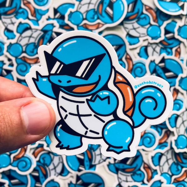 Blue Squirtle Squad Boss Pokemon Sticker - 3 inches wide, 2.5 inches tall
