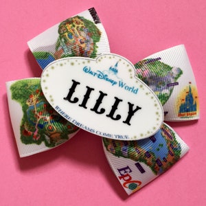 Personalised Cast Member Style Park Map Hair Bow / Bag Charm