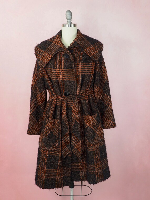 1950s orange and black boucle coat - image 7