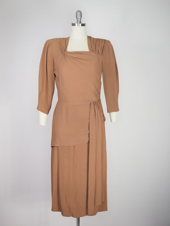 1940s brown latte draped gown with peplum (28”-29… - image 6