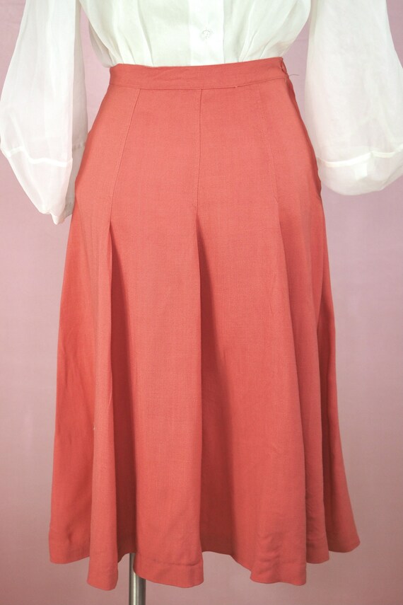 1940s Coral Gabardine Skirt