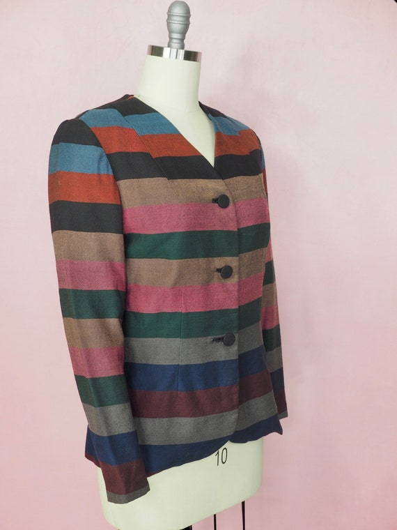 1940s color block striped jacket - image 3