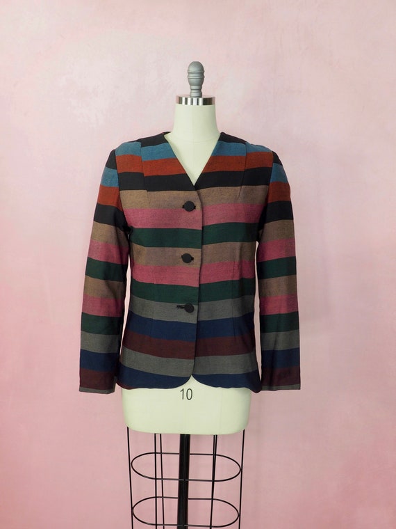 1940s color block striped jacket - image 6
