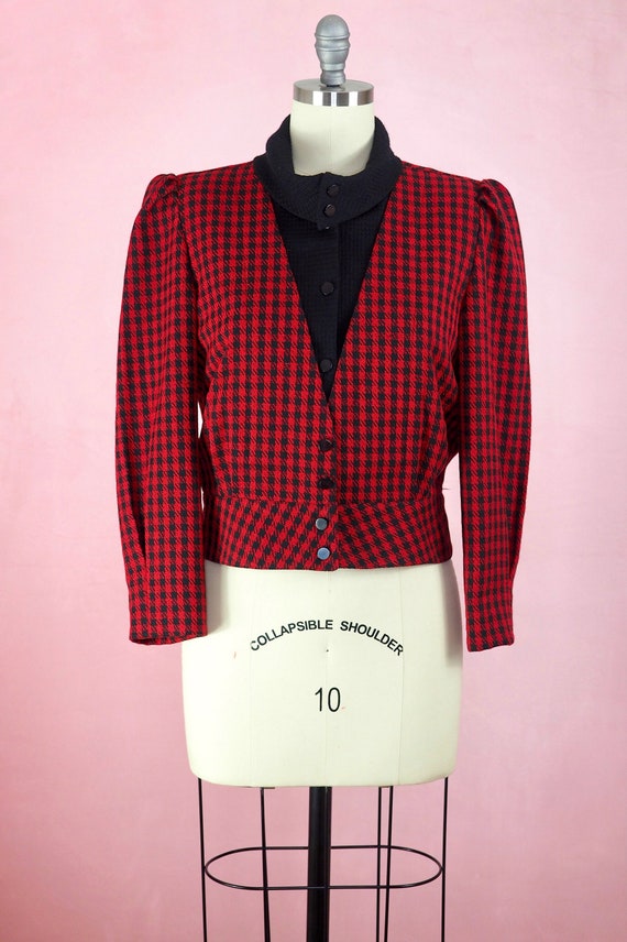 1980s does 1940s Houndstooth Cropped Jacket