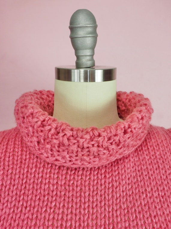 1980s pink chunky knit sweater puff or balloon sl… - image 8