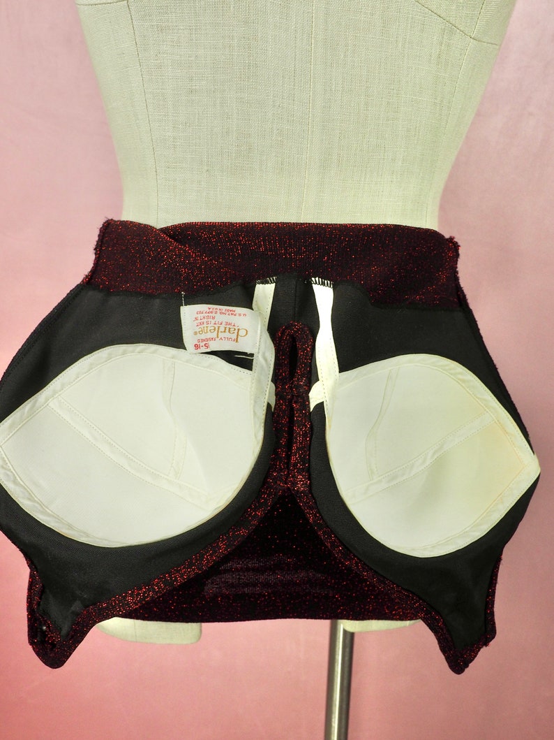 1950s red lurex swimsuit with open back image 9