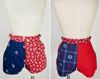 1960s red and blue nautical shorts (27” waist)