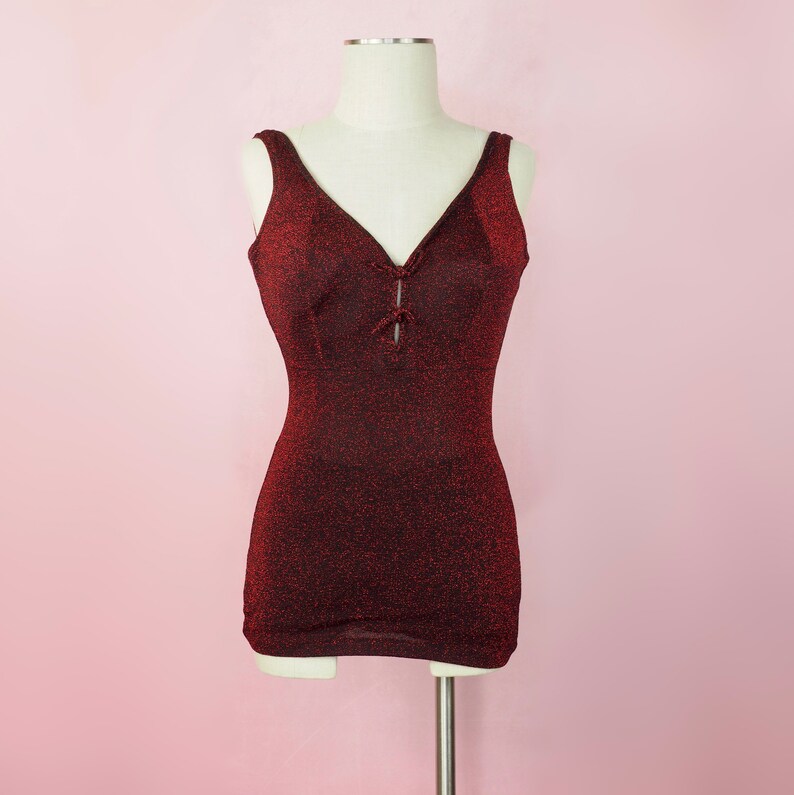1950s red lurex swimsuit with open back image 3