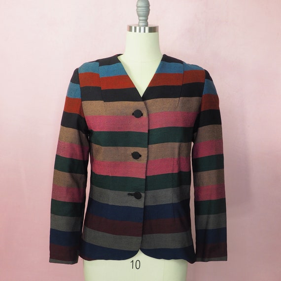 1940s color block striped jacket - image 1