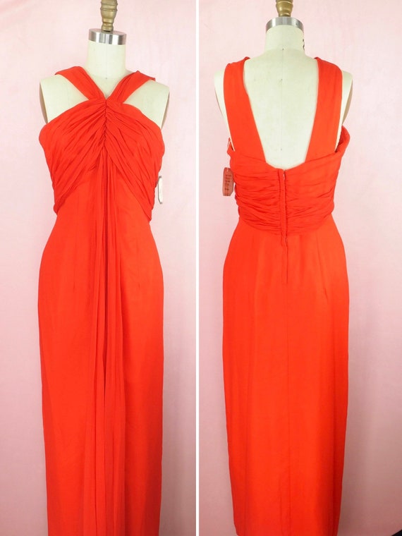 1960s deadstock Lilli Diamond dress red pleated c… - image 2