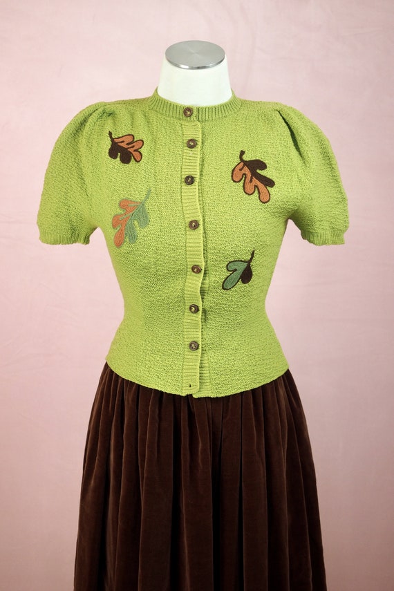 1930s Chartreuse Chain Stitch Sweater