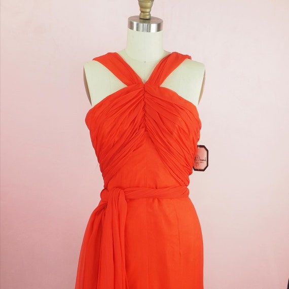 1960s deadstock Lilli Diamond dress red pleated c… - image 5