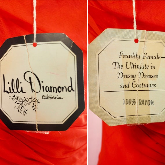 1960s deadstock Lilli Diamond dress red pleated c… - image 8