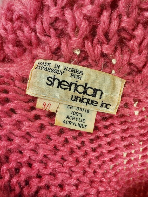 1980s pink chunky knit sweater puff or balloon sl… - image 10