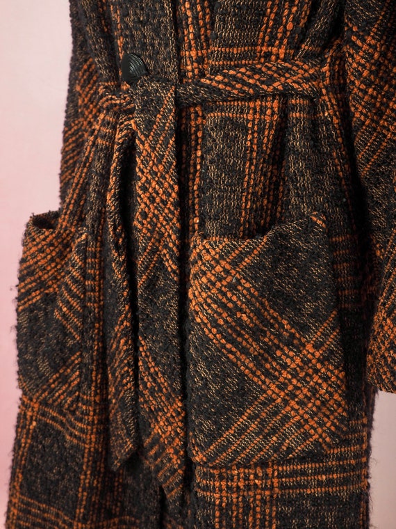 1950s orange and black boucle coat - image 3