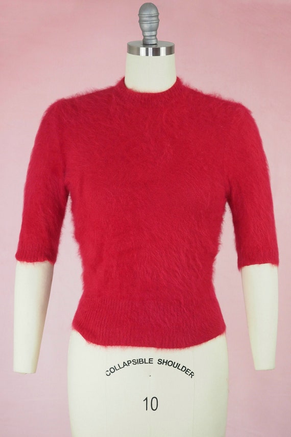 1950s Raspberry Angora Sweater
