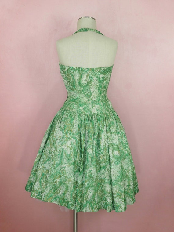 1950s green cold marbled sun dress - image 2