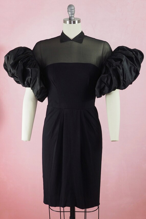 1950s High Drama Rayon and Silk Taffeta Dress