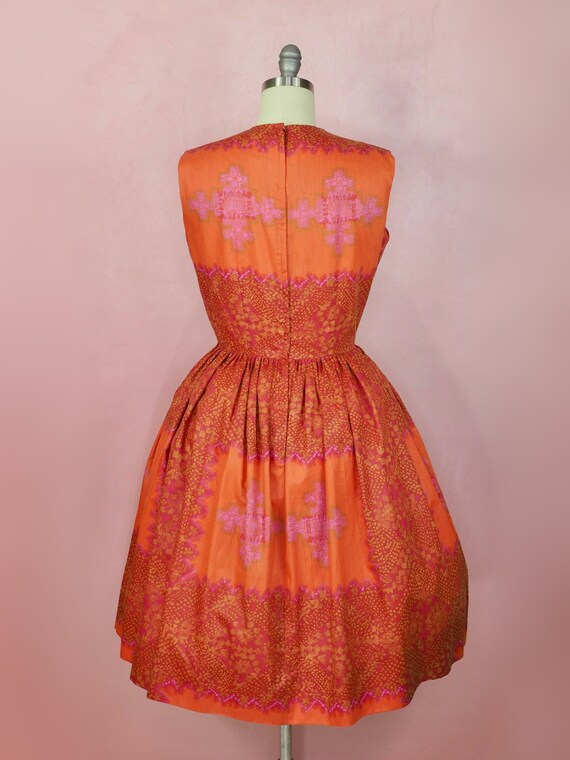 1950s orange polished cotton dress - image 3