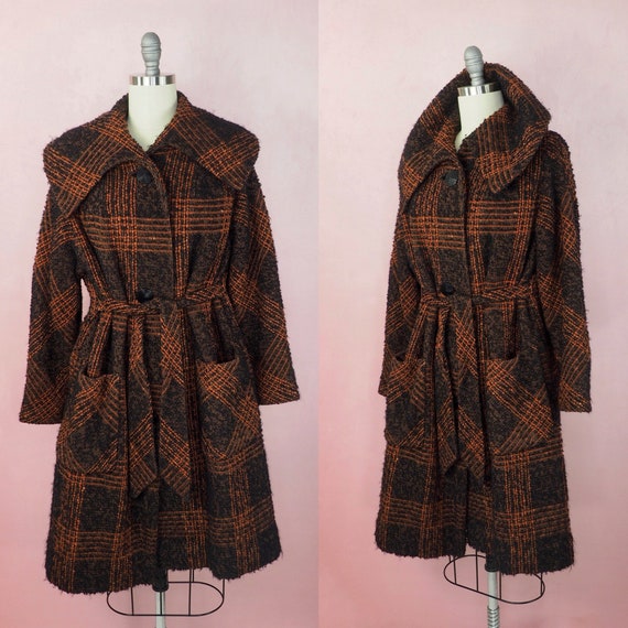 1950s orange and black boucle coat - image 1