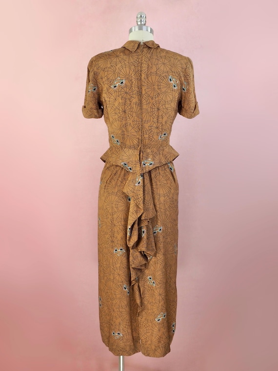 1940s novelty spiderweb sunglasses print  dress - image 6