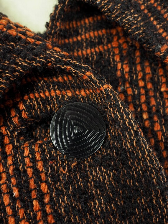 1950s orange and black boucle coat - image 6