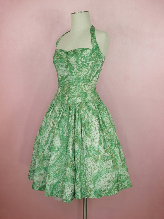 1950s green cold marbled sun dress - image 4