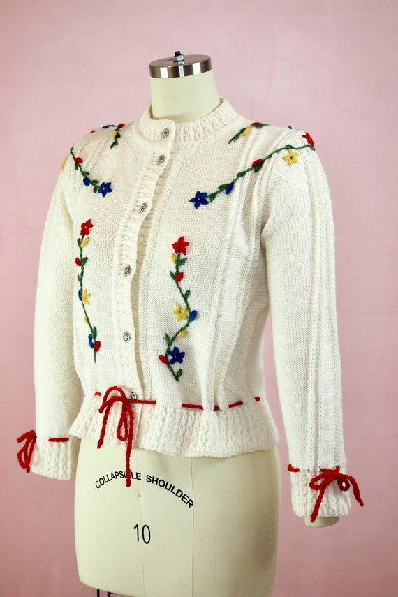Bavarian Style Folk Sweater with Flowers