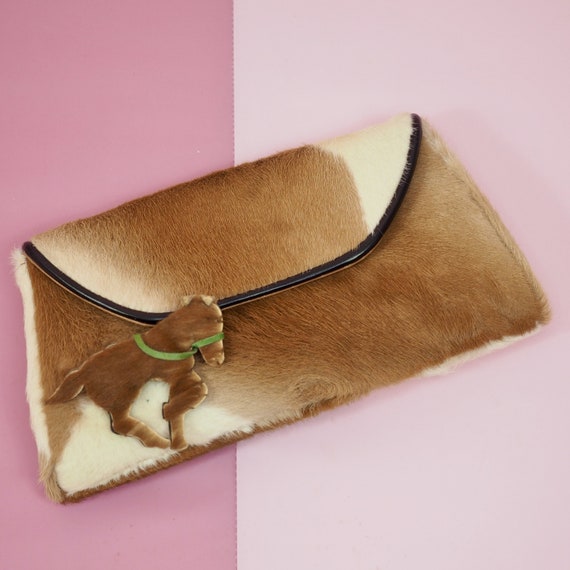 1950s Western Pony hair Clutch with Horse Embellis