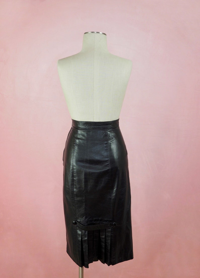 1980s Does 1940s Leather Fishtail Pencil Skirt 26 Waist - Etsy