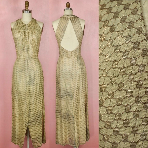 1930s gold lame bias cut dress (as-is) - image 1