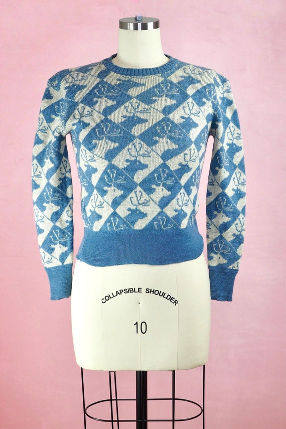 1940s Harlequin Reindeer Sweater