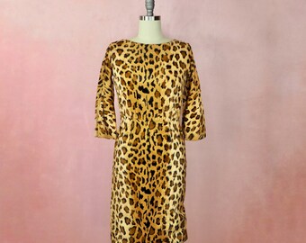 1960s faux fur leopard print dress