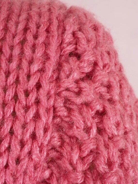 1980s pink chunky knit sweater puff or balloon sl… - image 4