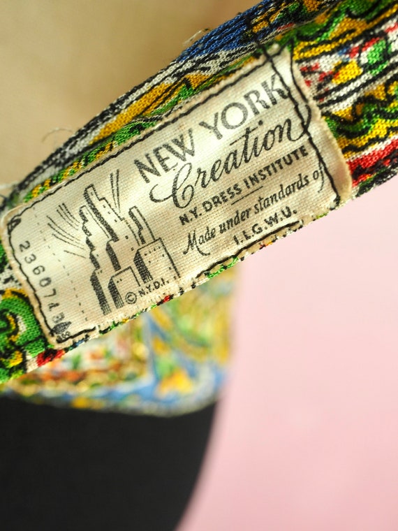 1940s New York Creation print Dress with sequins … - image 9