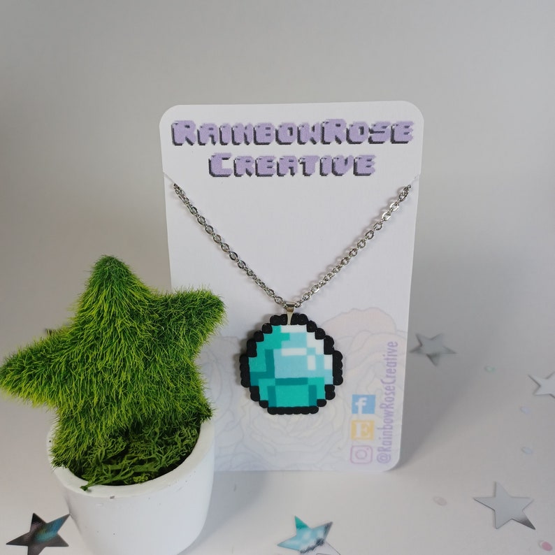 Pixel Art Mini Minecraft Gems Keychain/necklace Diamond Etsy
