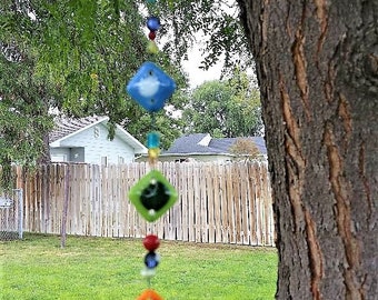 Fused Glass Square Tile Sun Catcher