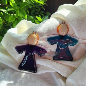 Handmade fused glass angel ornaments. image 2