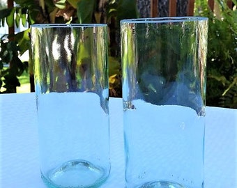 Recycled wine bottle drinking glasses