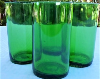 Recycled Green Beer Bottle Drinking Glasses