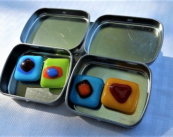 Fused Glass Magnets in Tin Box